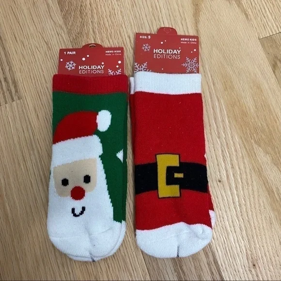 Kids Christmas Sock Bundle NWT Santa Clause Red Green Youth Holiday