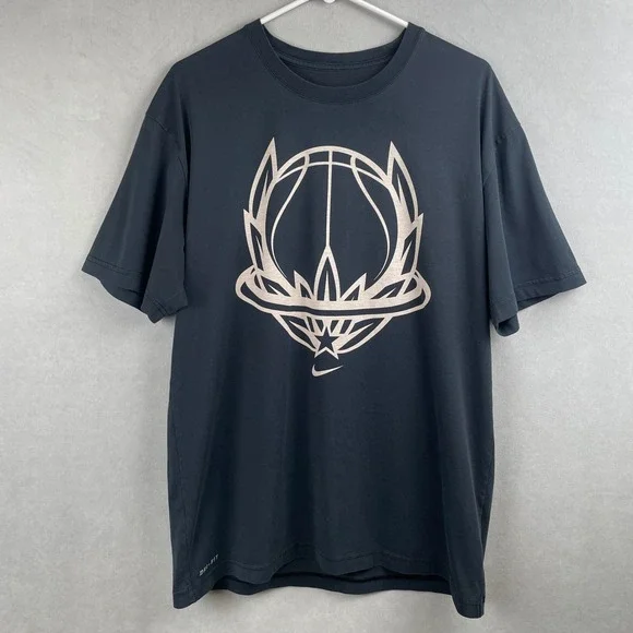 Nike Dri-FIT Basketball Hoop Crown Graphic T-Shirt Black Mens L 387842-010 2010
