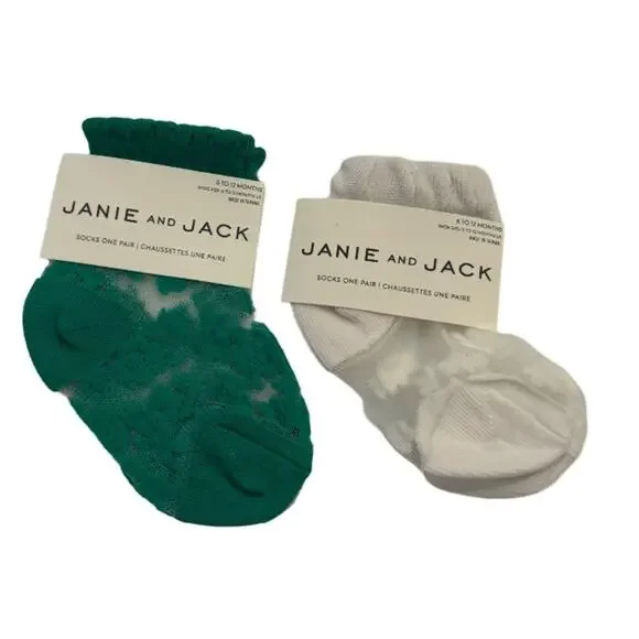 Janie and Jack Girl’s Sheer Floral Socks - Set of 2 6-12M