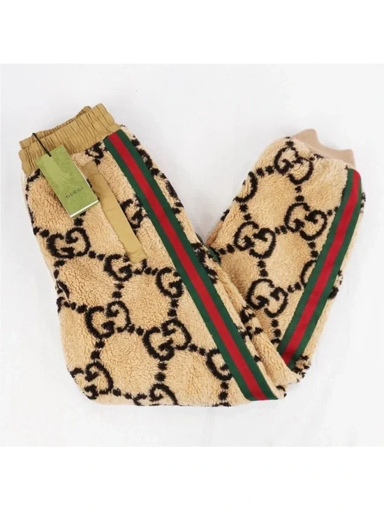 Men’s Gucci GG jacquard wall blend fleece jogging pants size XL made in Italy