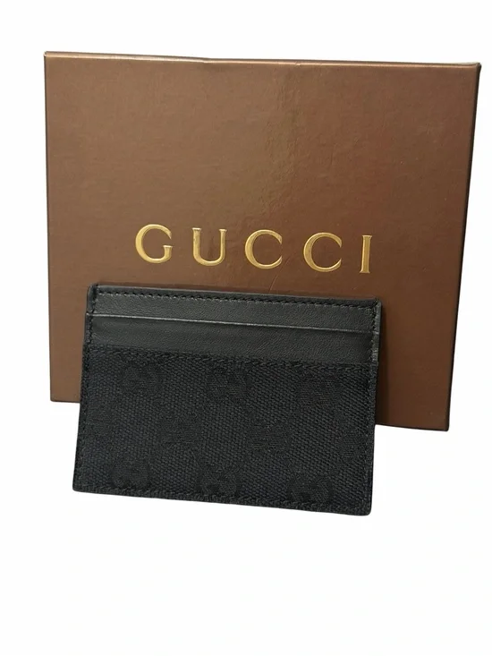 Gucci Black Canvas and Leather Card Holder