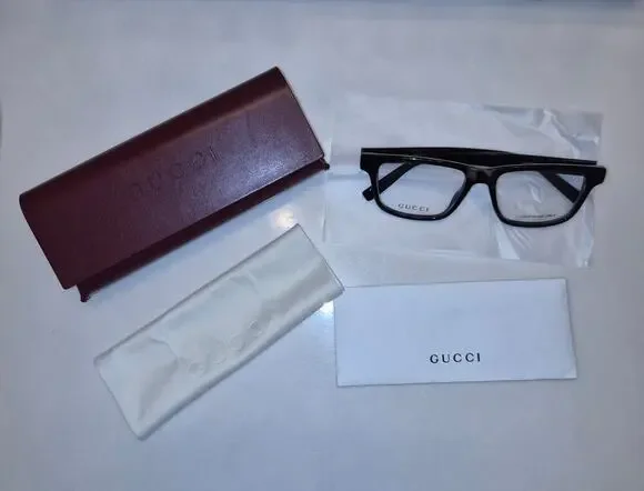 Gucci Eyeglasses GG1987O 003 Grey Tortoise Rectangle Frames Glasses Full Set 54m