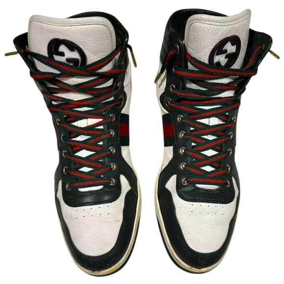 Gucci Vintage High Top Men’s Sneakers Classic Red & Green Size 10.5G