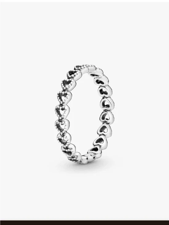 Pandora Silver Heart Band Ring