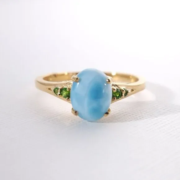 Larimar 1.9 Carats Ring Vermeil YG over Sterling Silver Size 9