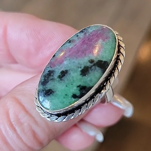 Ruby Zoisite 925 Sterling Silver Ring