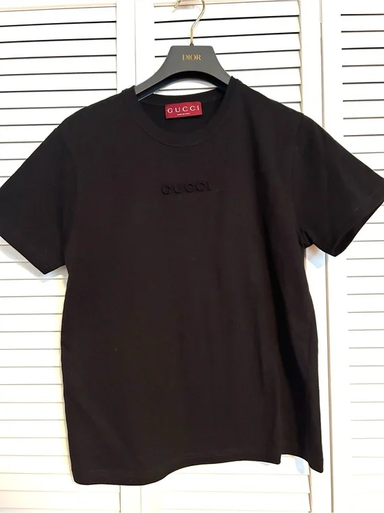 Gucci Black Embossed Logo Short Sleeve Crewneck Tee