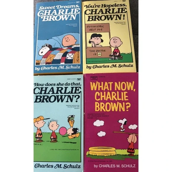 Lot of 4 Peanuts Charlie Brown Paperback Books Charles M Schulz Snoopy Fawcett