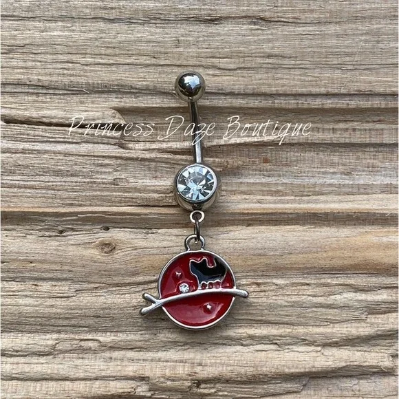 Red Cat Belly Button Ring‎