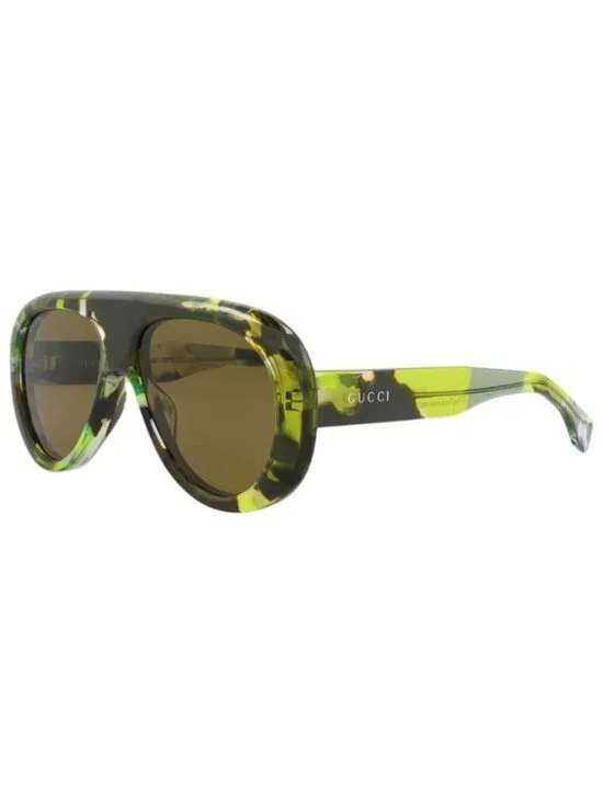New Gucci Mens Aviator Green Green Brown Fashion Designer Sunglasses