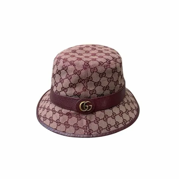 Gucci Burgundy Monogram Bucket Hat (Size L)