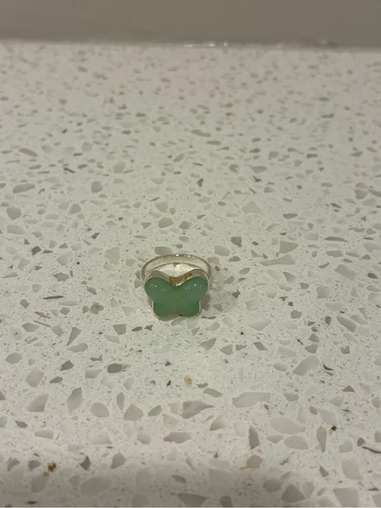 Green agate butterfly ring