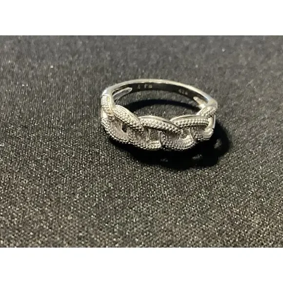 925 Chain Link Textured Ring Size 7