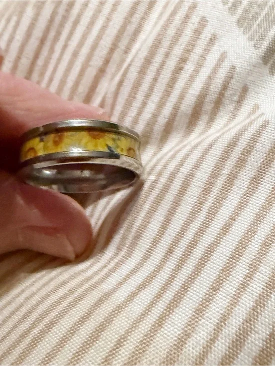 Sunflower 6mm Band Ring - Yellow Floral Stainless Steel