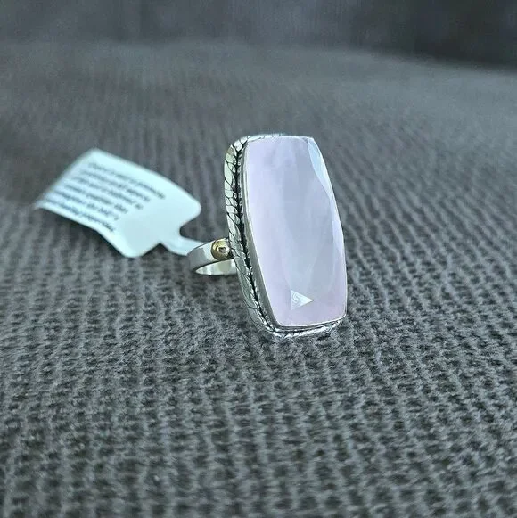 Shivam Rectangular Rose🌹 Quartz Statement Ring💍 - NWT