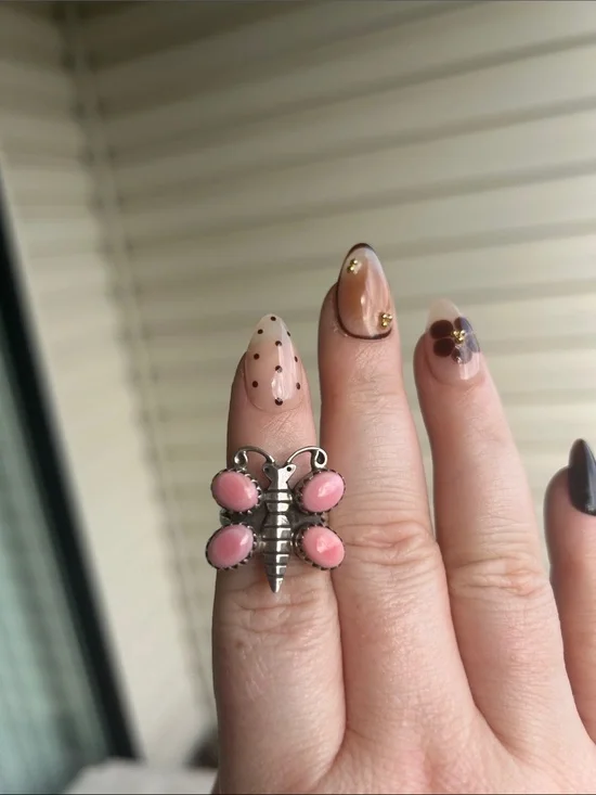 Pink Conch Butterfly Ring