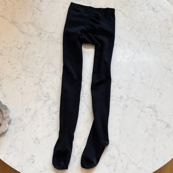 Girls Black Footed Tights Size 9 School Uniform Dress Hosiery