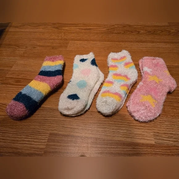 Colorful Fuzzy Socks Set 4 Pair