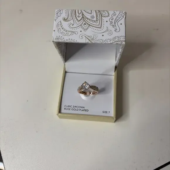 Charter Club Rose Gold Plated Cubic Zirconia Ring - Size 7 New