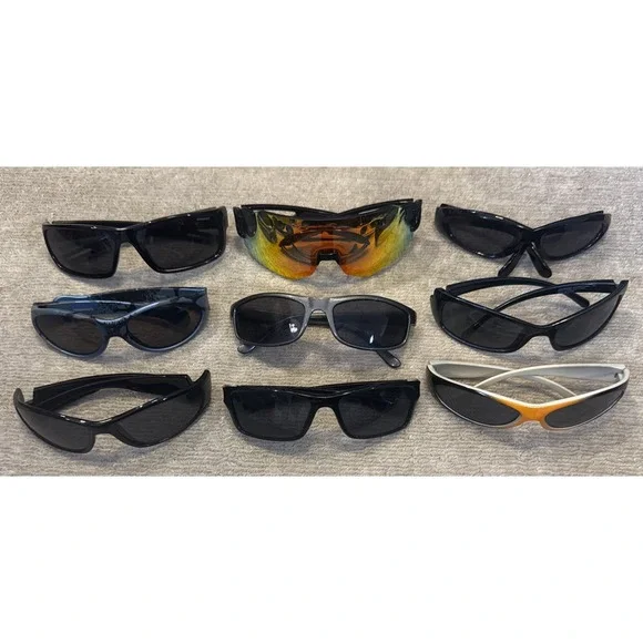 9 pairs of kids Wrap Shield Style Sunglasses  - fishing, sports, biking- Mint