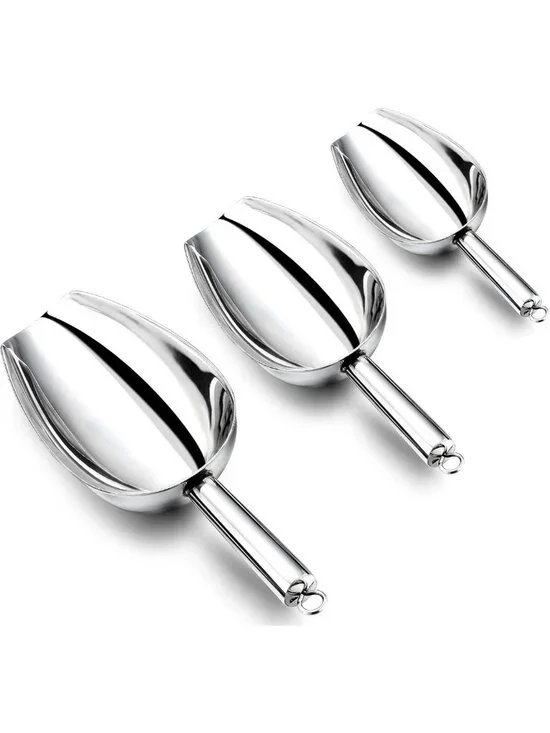 Set of 3 Stainless Steel Scoops (3oz, 5oz, 8oz) - Perfect for Kitchen Canisters