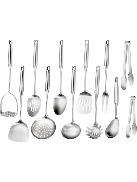 12-Piece Stainless Steel Cooking Utensils Set - Durable, Dishwasher Safe Kitchen