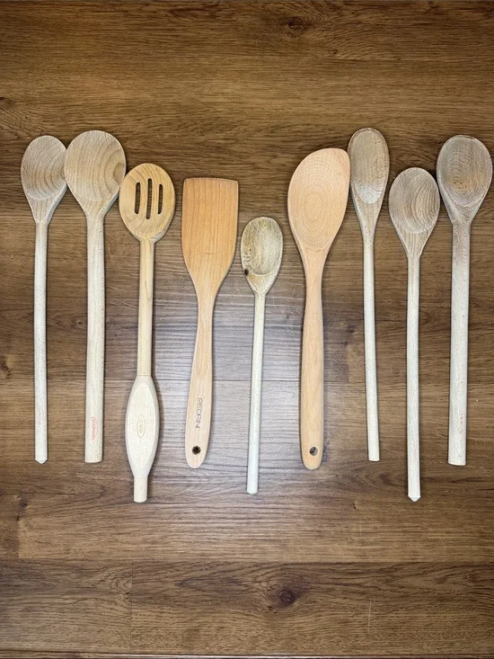 Wooden Spoons & Spatula Set Various Lengths & Sizes Farmhouse Country Cabincore