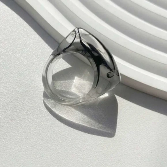 Black and Clear Acrylic Statement Ring