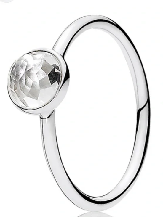 Pandora Silver Ring with Clear Faceted Stone
