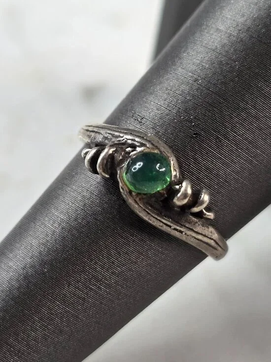 Womens Vintage Estate Sterling Silver Modernist Bead Ring 2.1g E4142