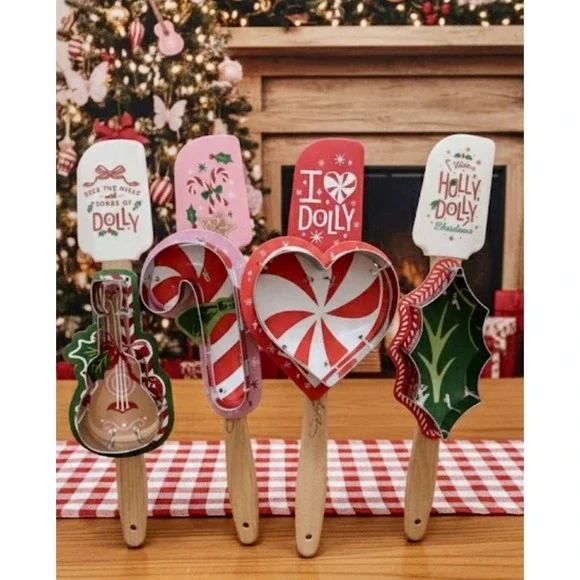 NEW Dolly Parton Dg Christmas Silicone Spatula Cookie Cutter SET DOLLAR GENERAL