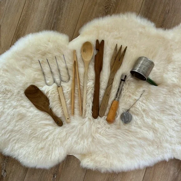 Vintage Rustic‎ Wooden Utensils Kitchen Bundle