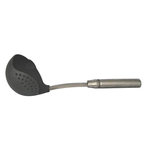 Pampered Chef Nylon Straining Serving Ladle Spoon Steel‎ Handle Slotted Edge