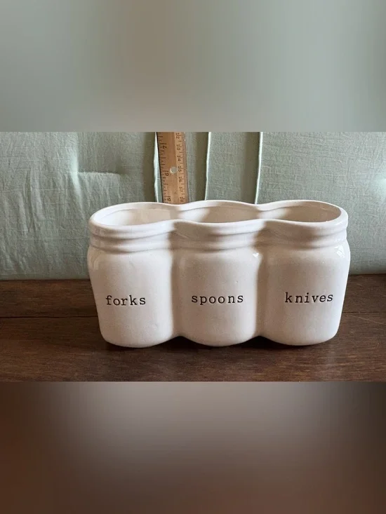 Ceramic Utensil Holder for Forks, Spoons, Knives