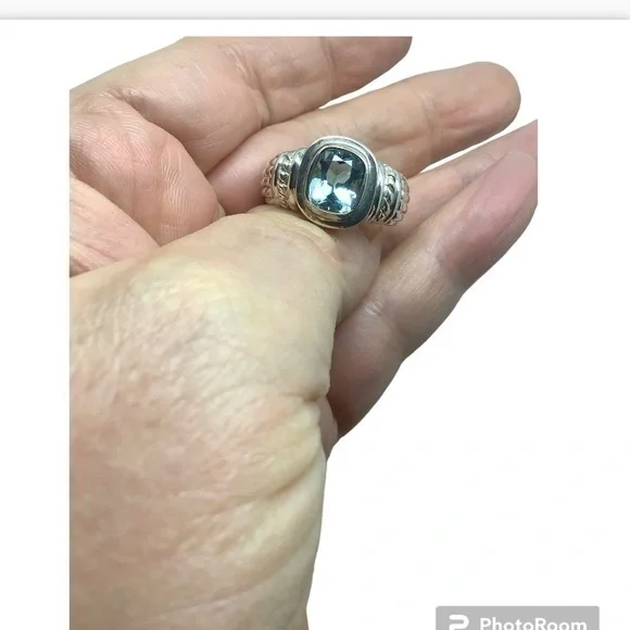 Judith Ripka sterling silver blue topaz ring