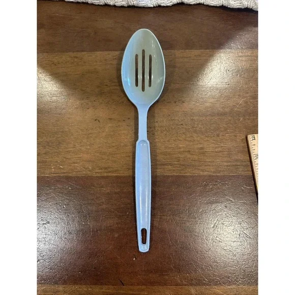 Vintage Ekco Plastic Nylon Spoons Cooking Slotted Blue 11