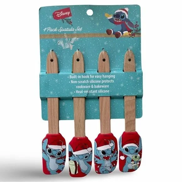 Disney Stitch 4pk Spatula Set Christmas Santa “Scrump Lights Holidays” NWT