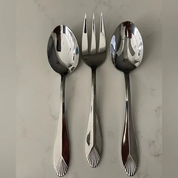 Heritage Mint LTD. 18/10 Stainless SERVING‎ SET Spoons and Fork Set of 3