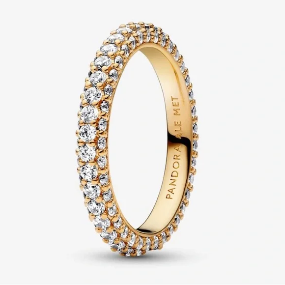 💛▪️Pandora ▪️Timeless Pavé Single-row Ring 14k gold plating Size 6
