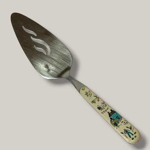Vintage International Heartland Pie Cake Server Farm Scene Stainless Taiwan 10¼