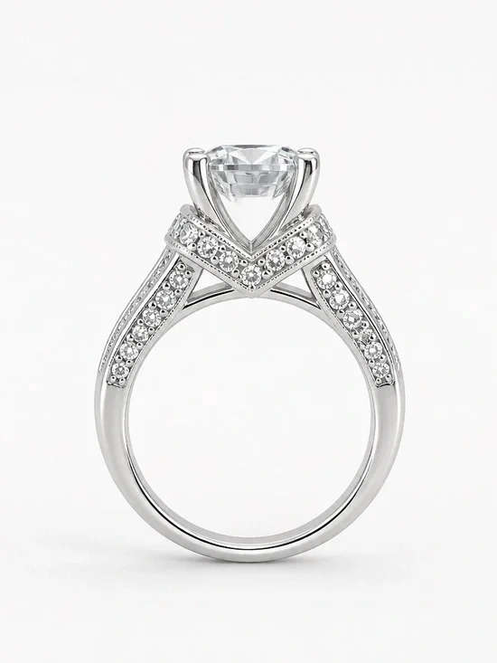 Vintage Jared Platinum Criss-Cross Cathedral Diamond Engagement Ring