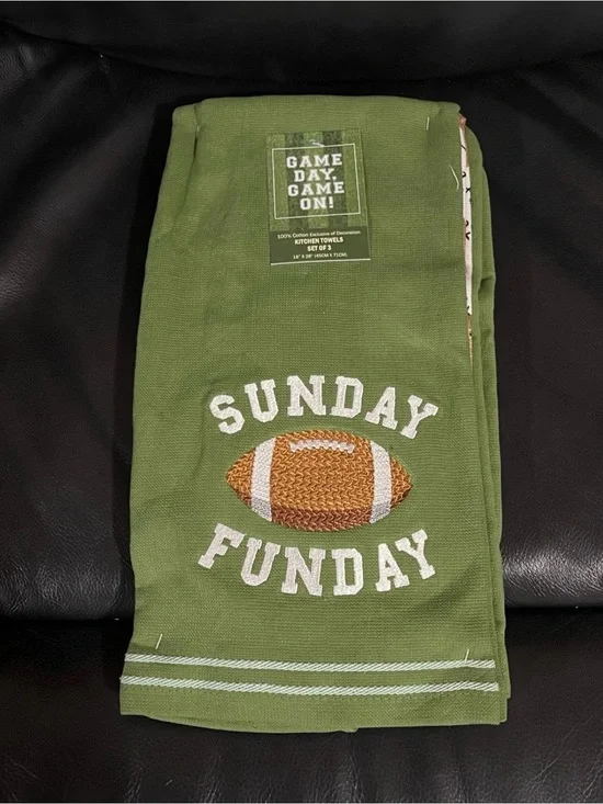 Football Kitchen Towels (Set of 3) - Game Day Game On! Football Kitchen Towels
