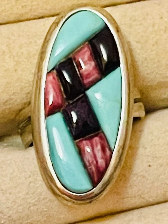 Jay King Turquoise Spiny Oyster Onyx Statement Ring Size 5 DTR Mine Finds