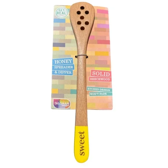 Talisman Designs‎ Beechwood Honey Spreader & Dipper Sweet Etched Wood 7