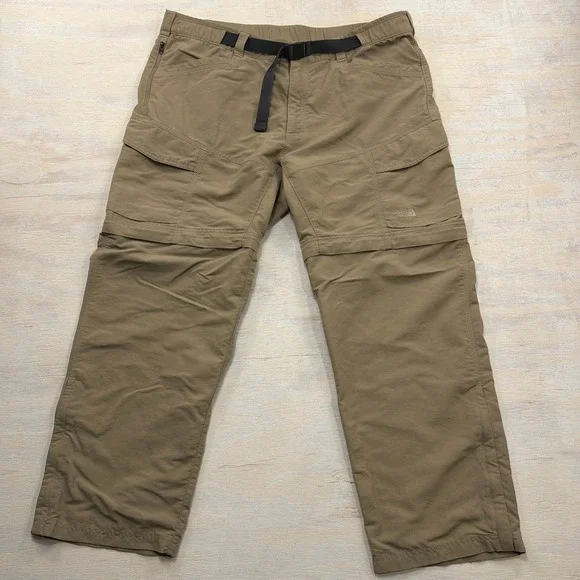 The North Face Convertible Pants Cargo Zip Off Khaki Tan Mens XL Short