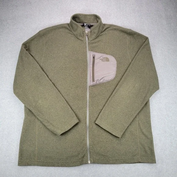The North Face Fleece Jacket Mens XXL Olive Green Full Zip Fleece CP4D7D0