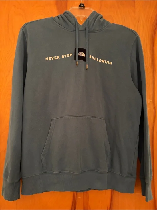 The North Face Men's Teal Blue 'Never Stop Exploring' Hooded Pullover