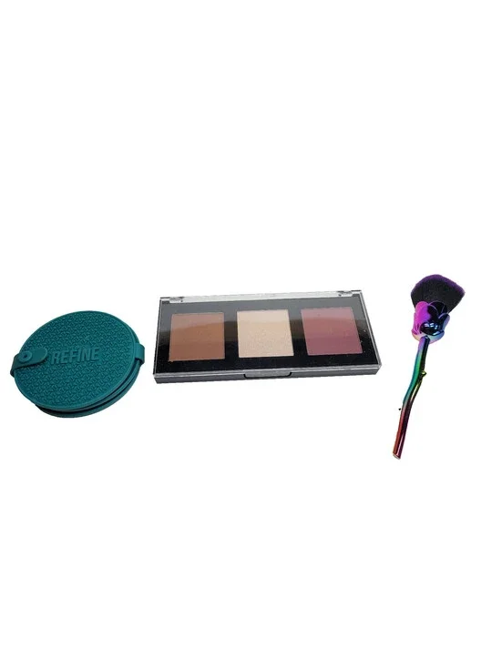 Rose Makeup Brush, Cheek Palette & Brush Cleaner Set Bronzer Blush Highlighter