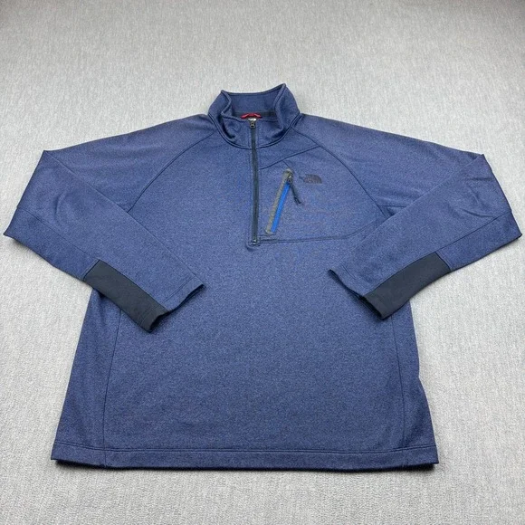 The‎ North Face Jacket Mens Large Blue Heathered 1/2 Zip Fleece Pullover Outdoor