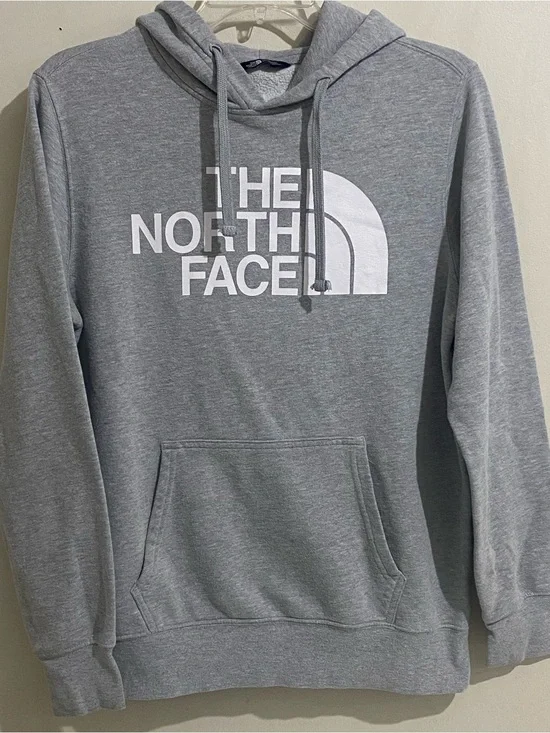 The North Face Men's Light Gray Hoodie with White Logo